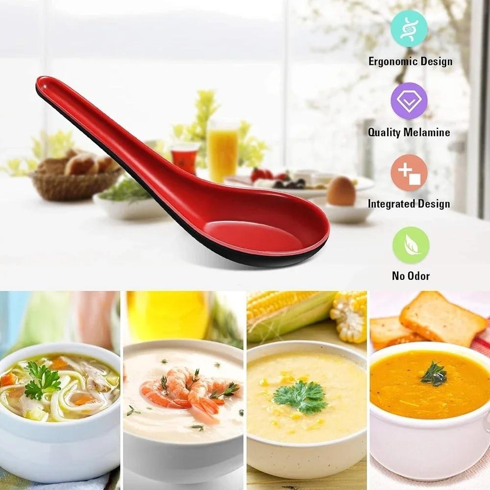 1/5/10pcs Drop-resistant Soup Spoon Bicolor Rice Spoons Japanese Style Long Handle Spoon Bar