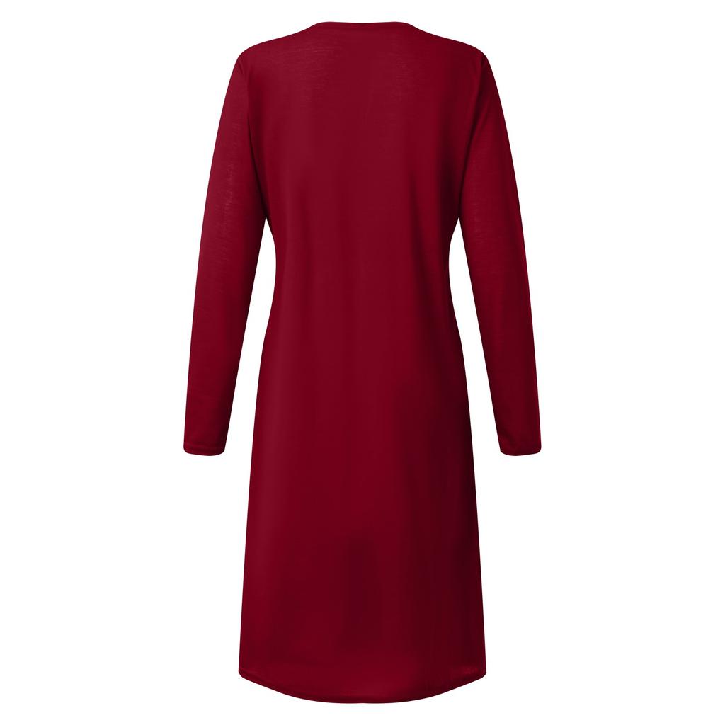 Women's Long Sleeve Pocket Casual Loose T-Shirt Dress