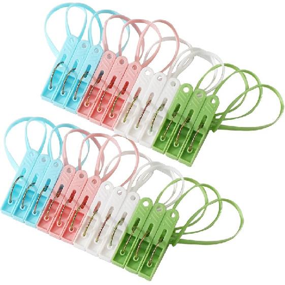 48 Pack Plastic Clothes Pins Heavy Duty Outdoor for Hanging Clothes, Colored Clothespins Clips with Springs Clothes Drying Line Pegs with Mesh 24 Pack Plastic Clothes P