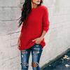 Dames Velvet Kleur Ronde Hals Lange Mouw Trui Blouse