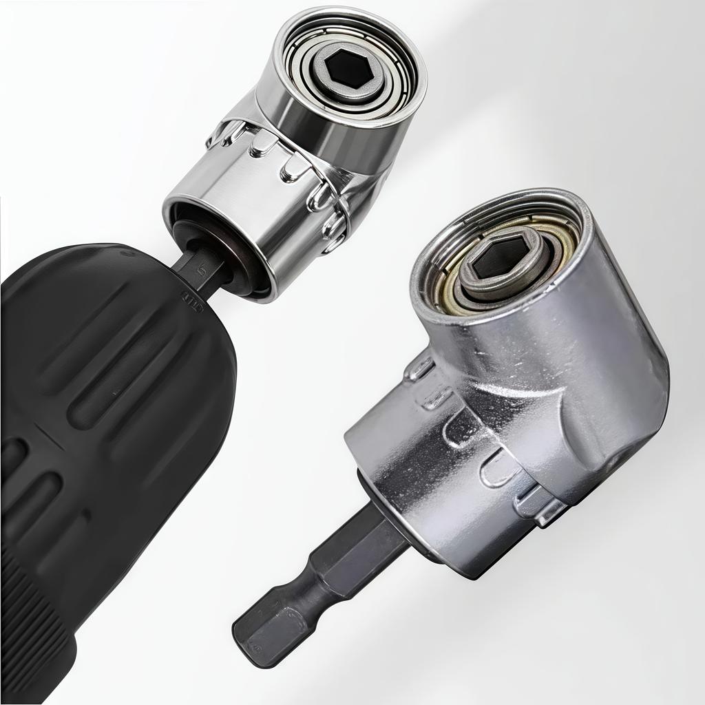 Heavy-Duty Right Angle Drill Driver Attachment - 105-Degree Quick-Change Screwdriver Adapter with Magnetic Bit Socket
