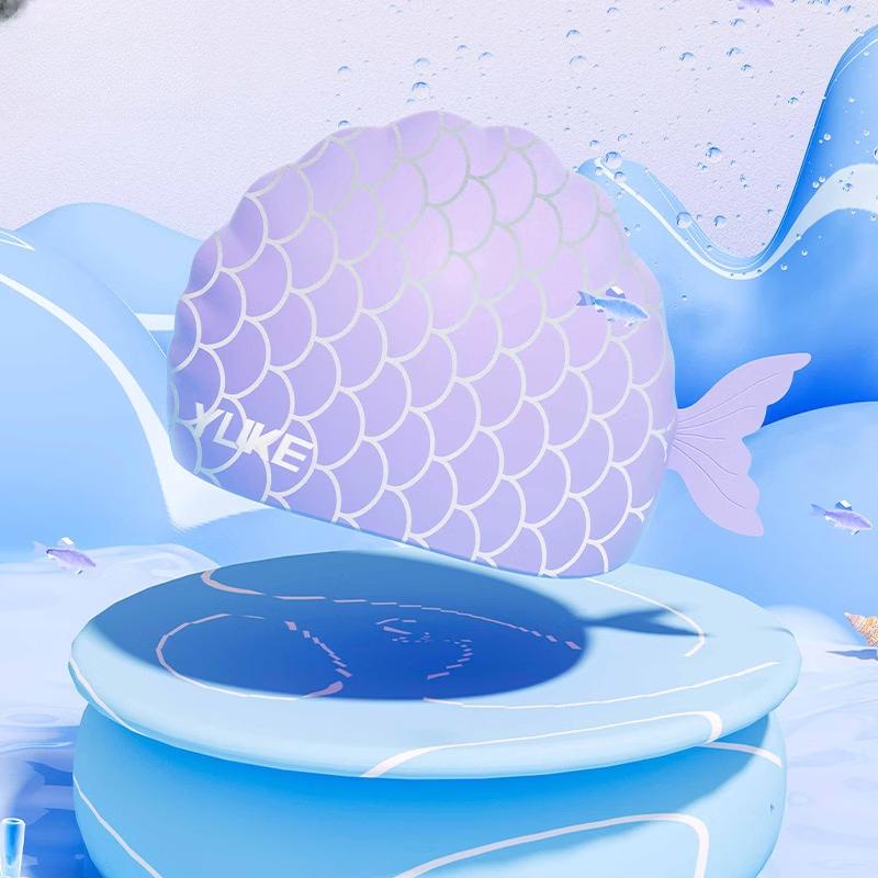 MDNG Kids Cartoon Fish Silicone Swimming Cap