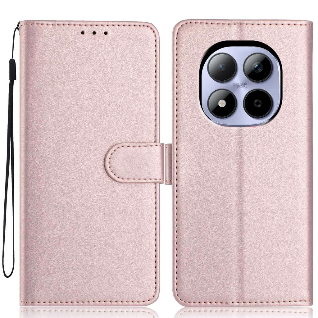 For Xiaomi Redmi Note 15 Pro 5G (Global) Wallet Case with Strap/Multiple Card Slots Solid Color Leather Stand Phone Cover
