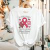 In This Family No One Fights Alone TShirt Breast Cancer Awareness Family Support Graphic Tee Ribbon Butterfly Flower Cotton Top
