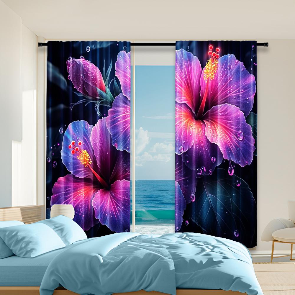 

Набор из 2 универсальных прозрачных полиэстеровых штор для домашнего декора. Идеально подходят для спален, гостиных, а также для зонирования. W100*H70(CM)-Hooks&1PCS