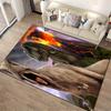 Tappeto Realistico con Stampa di Dinosauri e Sfondo di Eruzione Vulcanica per Decorazione della Stanza dei Bambini" Adatto per l'uso come antiscivolo1 per1stanza e divani della camera da letto