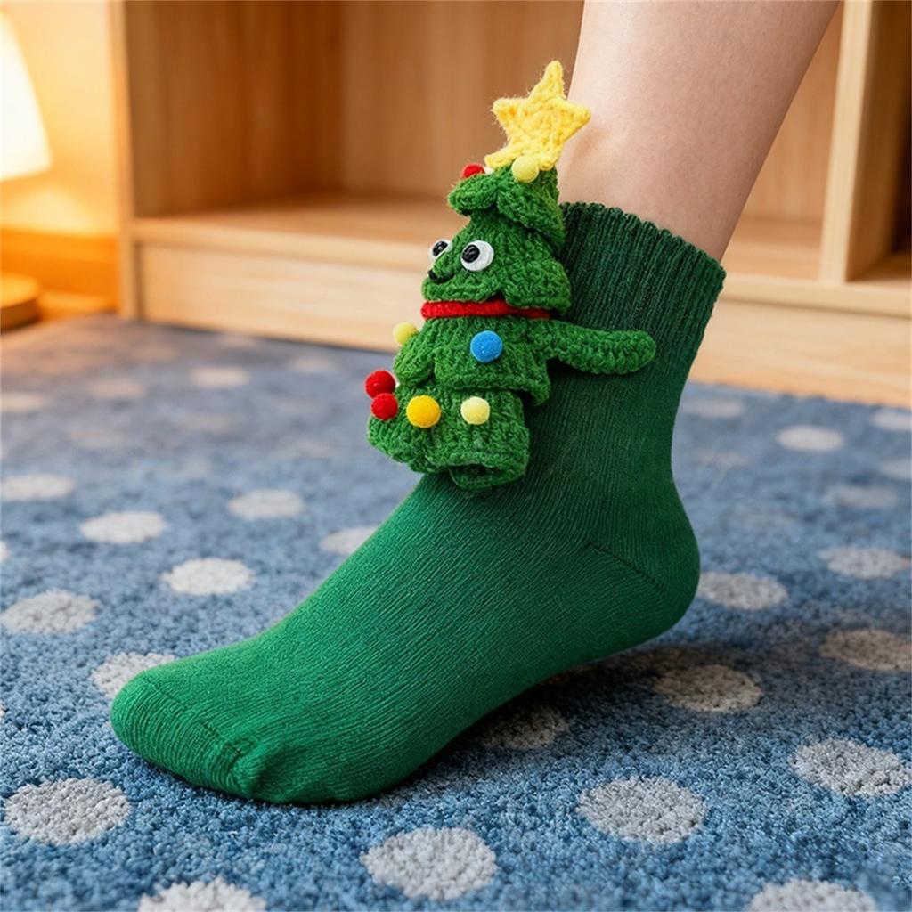 Socks Men's And Women's Long Cotton Socks Christmas Knitted Floor Socks Warm Socks