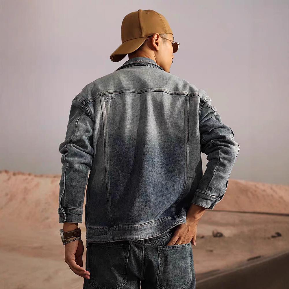 Men's Retro Japanese Slim Fit Denim Jacket 2024 - Heavyweight Washed Casual Autumn Style