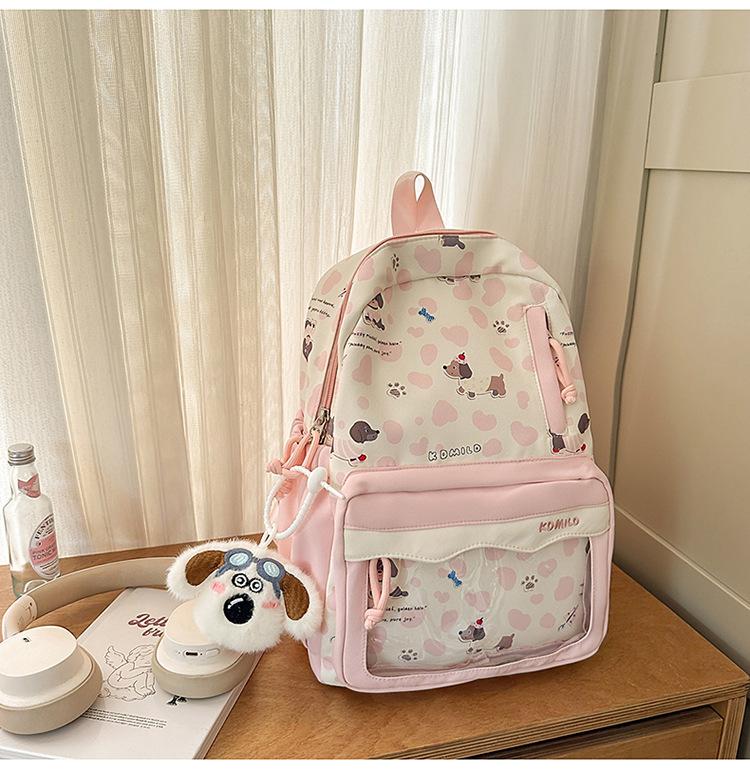 Schoolbag Lightweight Casual Backpack Cow Pattern Simple Going Out Cartoon Dog School Bag Female Student Cute Large Capacity Backpack