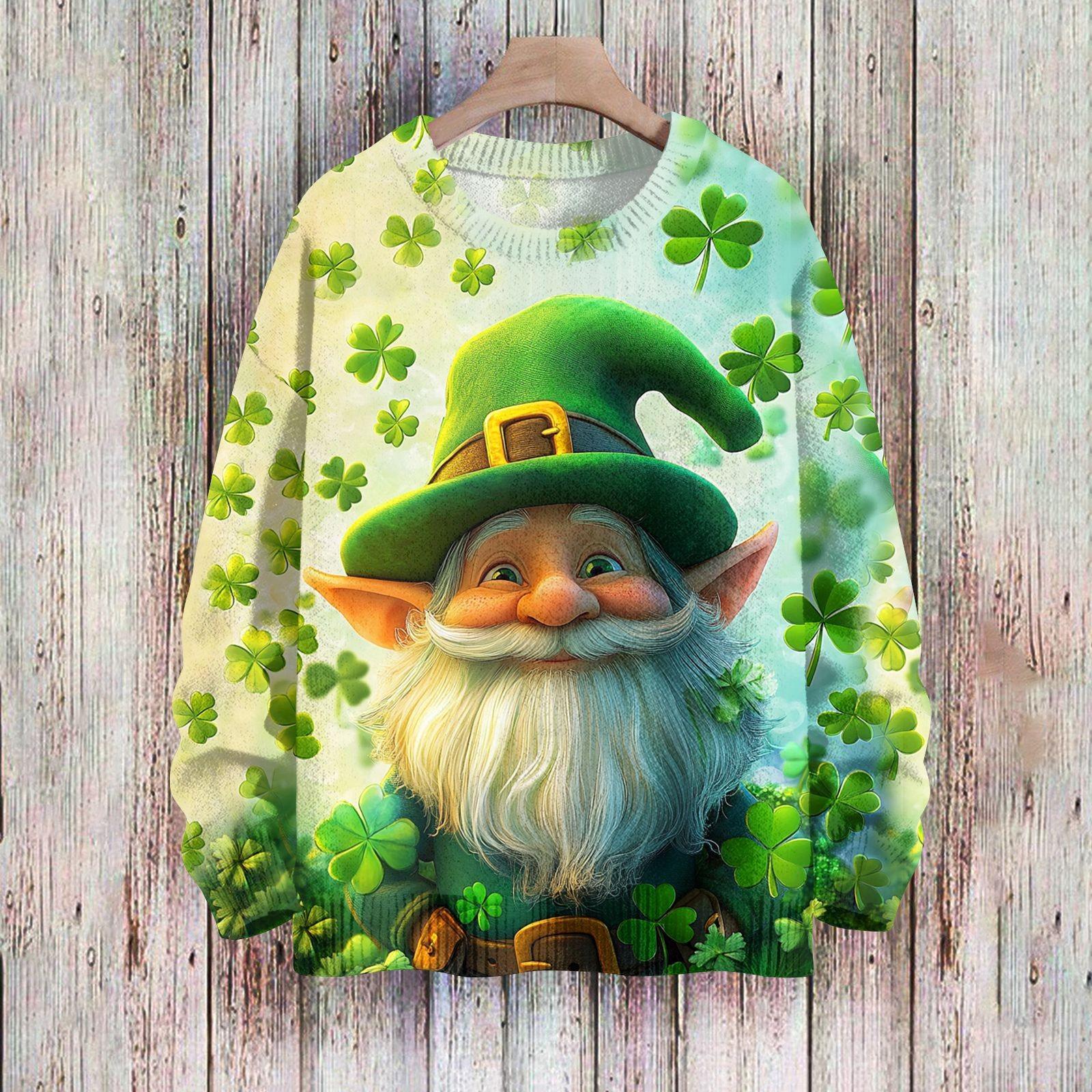 

улица. Свитшоты ко Дню Святого Патрика для детей, вязаные свитера для мальчиков и девочек, симпатичные рубашки, осенние свитера с круглым вырезом 150