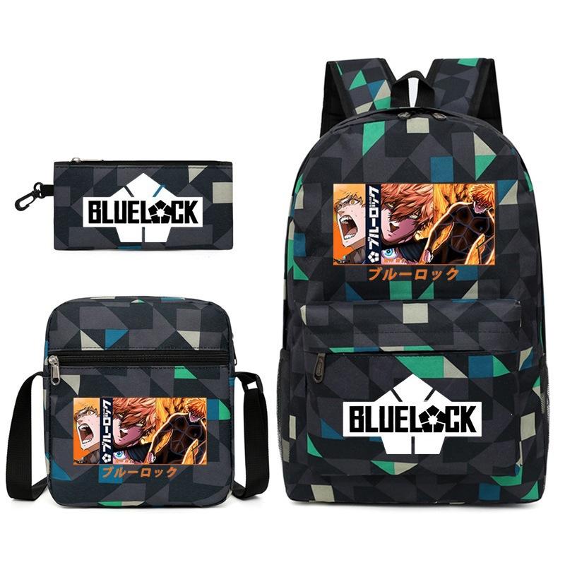 Large Capacity Schoolbag with Shoulder Strap; Student Three-piece Pencil Case Set