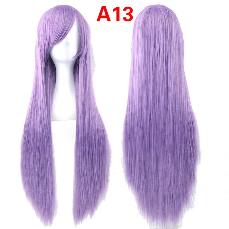 Uniwersalna Syntetyczna Kolorowa Długa Prosta Peruka Cosplay Naturalna 80Cm Przedłużenia Włosów Lolita Maskarada Fryzura