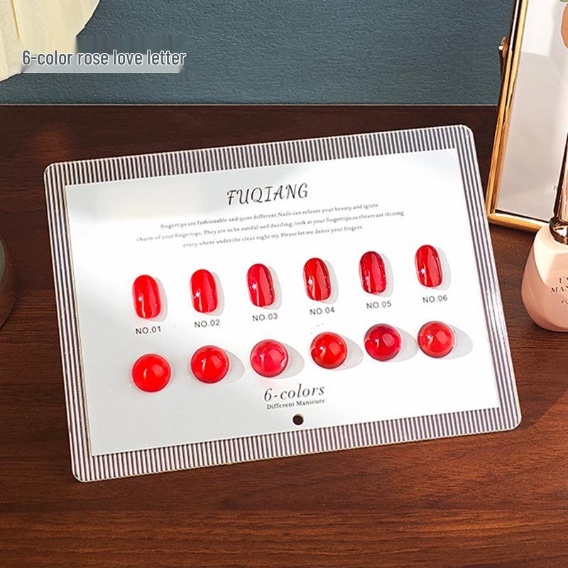 

Summer 2025 Rose Love Letter Gel Nail Polish Set - 6 Shades: Red, Burgundy, Cherry