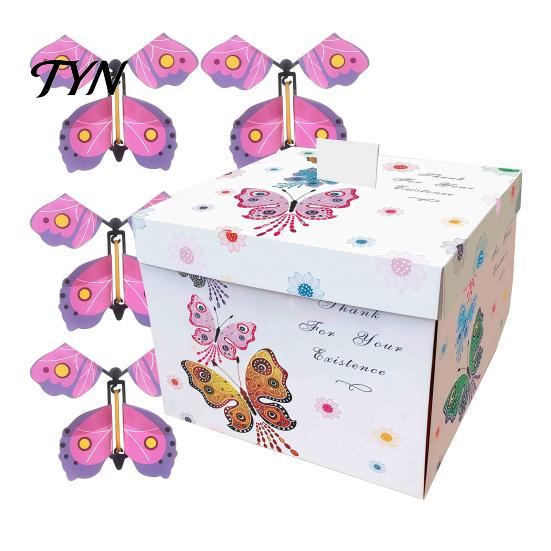 Easy Assembly Gift Box Butterfly Explosion Box, DIY Surprise Exploding Present Holder with 4 for Birthday Flying Butterflies Birthday, Anniversary,
