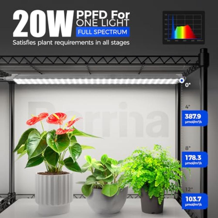 5-Tier Tall Metal Plant Stand with 20W Full Spectrum Grow Lights for Indoor Plants 47x13.8x70.9IN Light Color: White Ideal for
