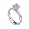 Popular and Elegant Princess-cut diamond ring with twisted braid and modern design.