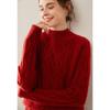 Versatile Women's Cashmere Cable Knit Sweater - Loose Slimming, Half-High Neck, Warm Base Layer