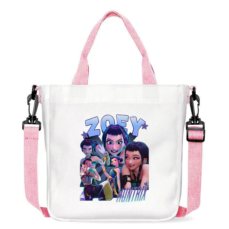Move Demon Hunters Canvas Bag Fashion Printed Handbag Cute Cartoon Anime Commuting Portable Book Storage Bags Pocket Gifts KPOP Kid Friendly 2