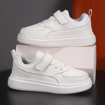 Children's White Shoes Non-slip PU Leather Sneakers Kids Breathable Mesh Sports Shoes Boy Girl Student Walking Shoes