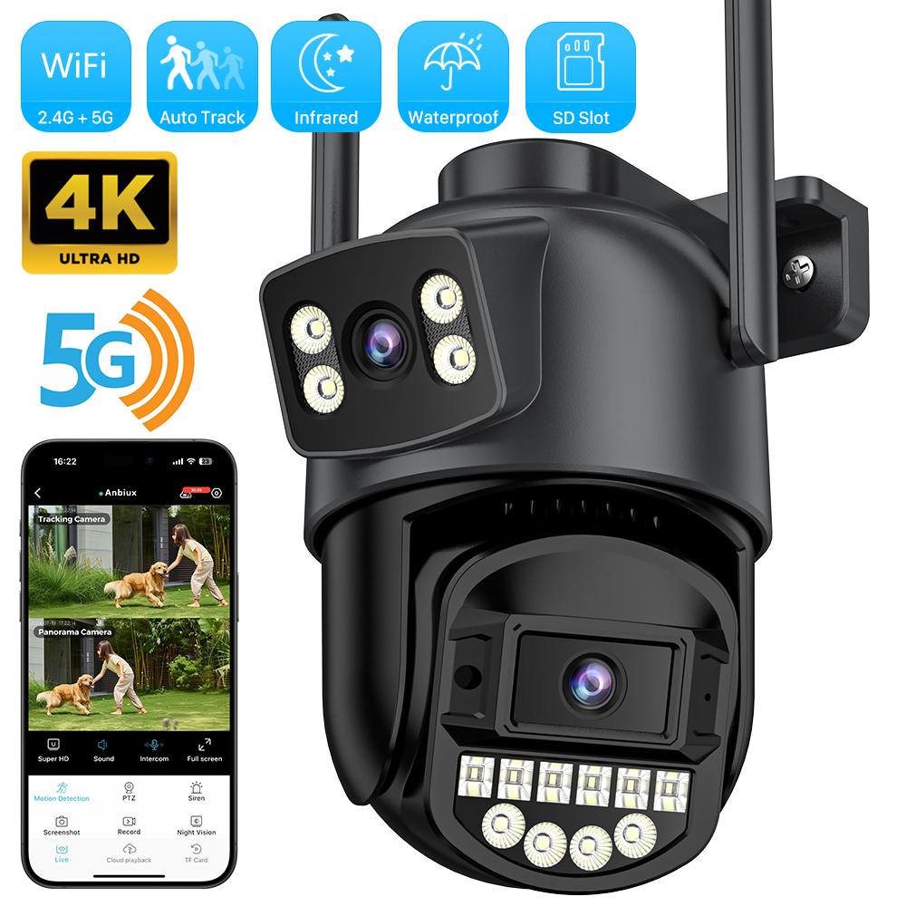 

5K 10MP HD Wifi PTZ Camera Outdoor 8MP Dual Lens Dual Screen AI Auto Tracking IP Camera CCTV Audio Video Surveillance 8MP NO SD Card