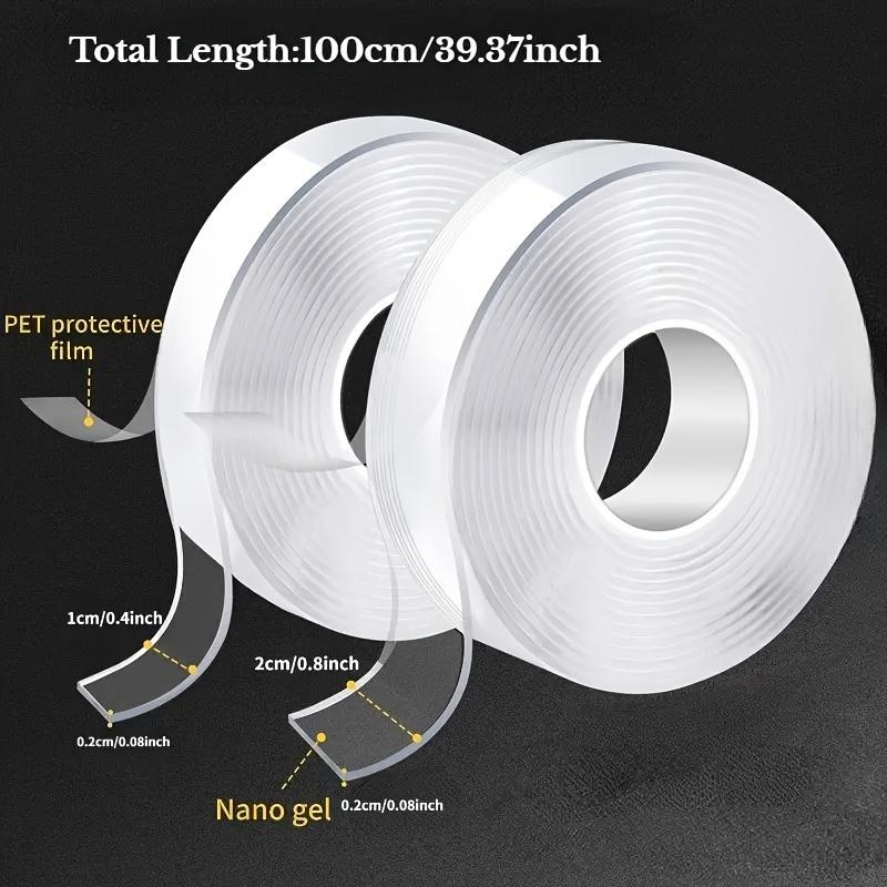 2PCS Super Strong Double-Sided Tape - Reusable, High-Strength, No-Residue, Waterproof, Suitable for Home, Office, and Car - Ideal for Crafts, Painting