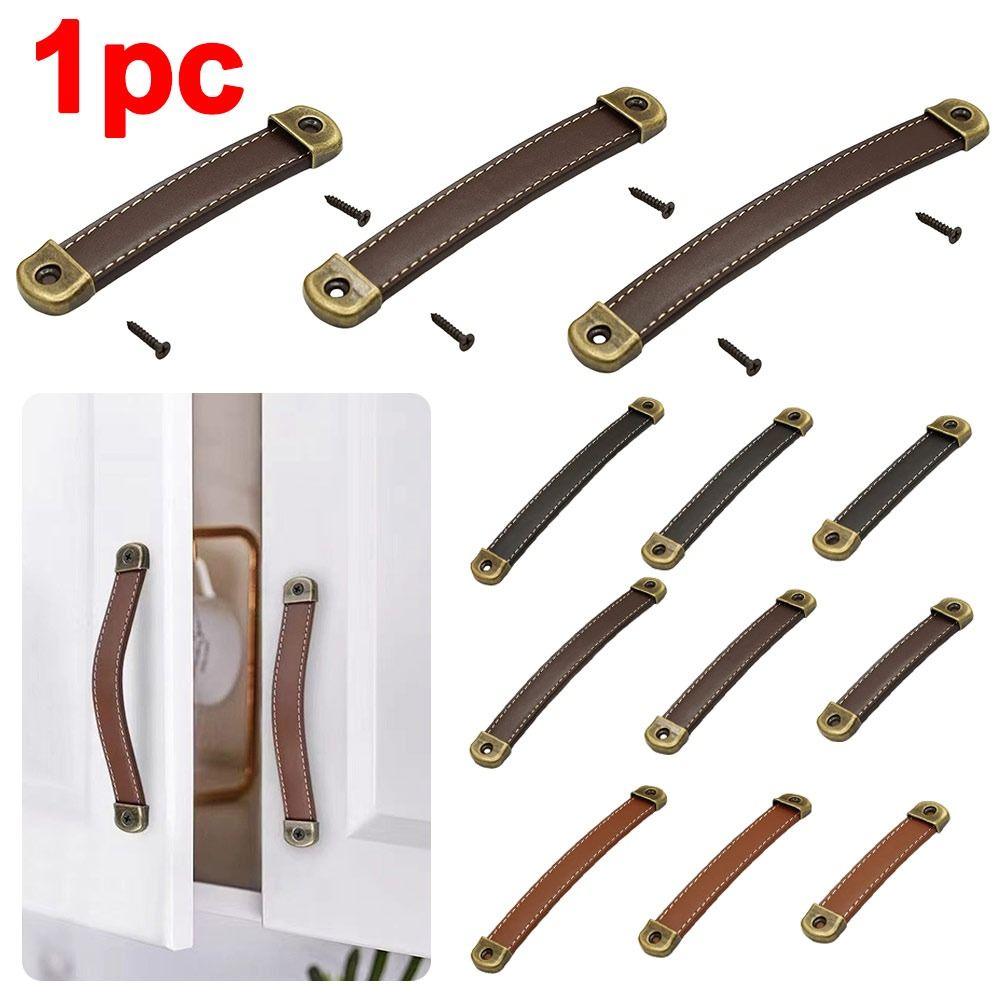 New Leather Furniture Handles Universal with Screws Wardrobe Drawer Door Pulls Hardware Door Handles