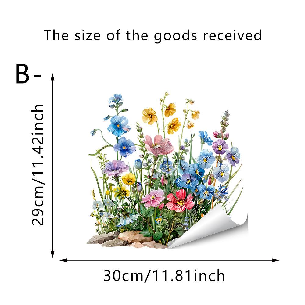 Samolepicí PVC skleněné samolepky Čerstvé rostliny Květiny Motýli pro dekoraci stěny obývacího pokoje