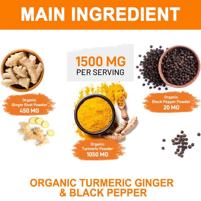 Kurkuma Curcumin mit Ingwer Schwarzem Pfeffer 1500mg Dreifache Stärke 120 Kapseln