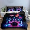 Neon Drum Set Art Decor Soft Comfortable Duvet Cover Bedding Set Included 1*Duvet Cover & 2*Pillowcases, Gift