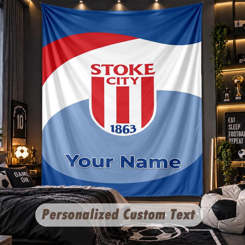 TapestryStoke City FC Custom Name Text Personalized Wall Hanging Tapestry Home Wall Decor