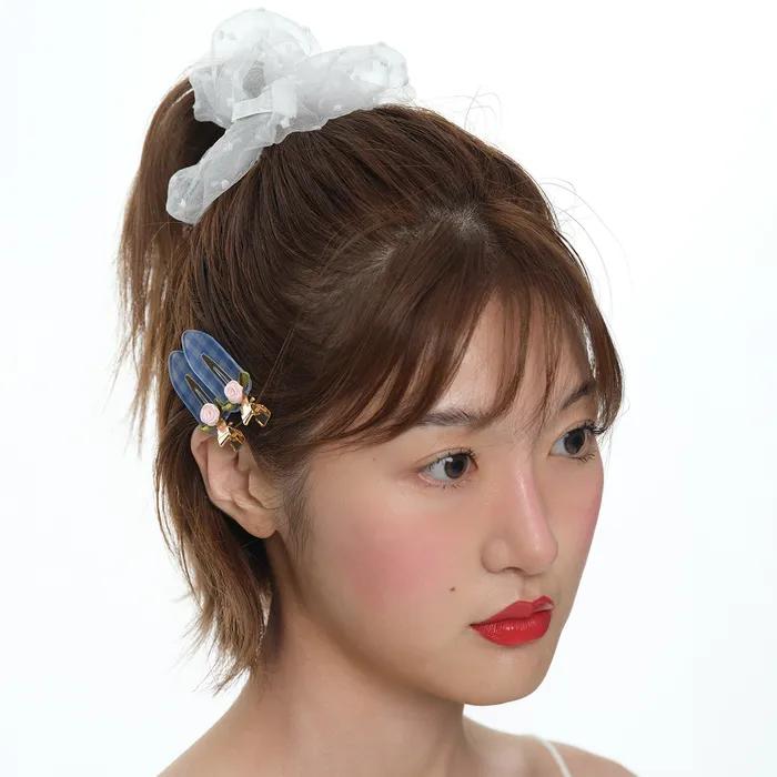 BUBBLE ORGANZA SCRUNCHIE SET (WHITE/2PCS)