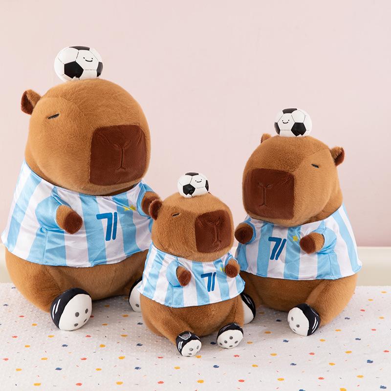 Bai Fen Bai Dolls And Toys Clothing Kapibara Doll Creative Games Football Capybara Doll Children's Plush Toy Grabbing Ragdoll