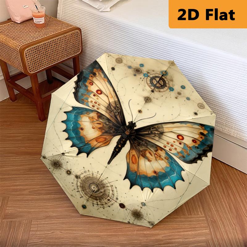 Butterfly Garden Folding Umbrella Durable Travel Gift Three Folds Travel