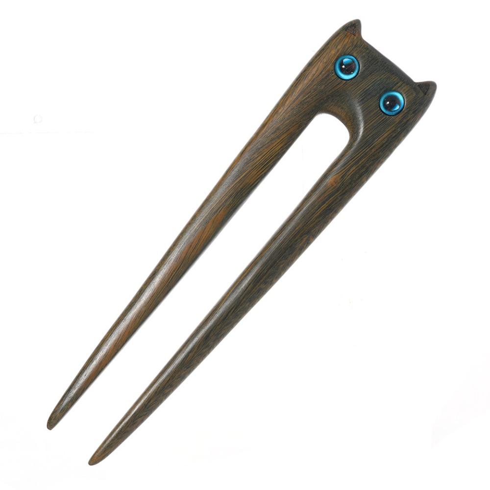 Wooden Blackwood Kitty Hair Stick Headpiece Sandalwood Cat Hairpin Unique   Hair Accessory