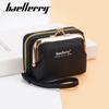 Baellerry New Short Women's Change Pocket High Quality PU Lychee Pattern Organ Multi-card Wallet Mini Anti-theft Zipper Card Holder Bag with Pull Rope