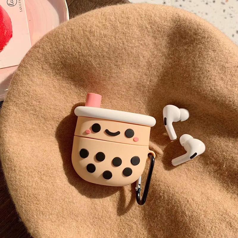 3D Milk Tea Cute Cartoon Earphone Case for Airpods 1 2 Shockproof Silicone Soft Charging Box Cover for Airpods 3 2021 Pro