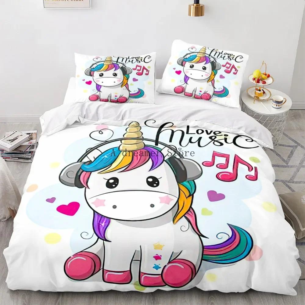 Capa de edredom infantil arco-íris cavalo desenho animado unicórnio conjunto de cama para crianças berço bebê capa de edredom conjunto fronha linda roupa de cama