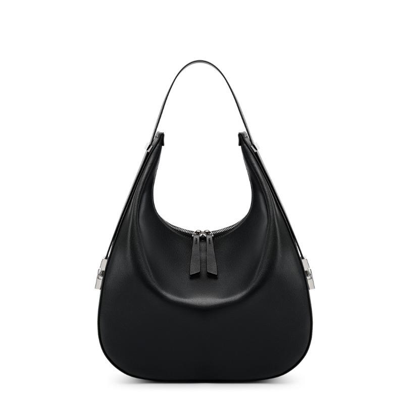 Real Cowhide Underarm Bag Niche Design Large Capacity Shoulder Messenger Bag Light Luxury Crescent Moon Bucket Bag Handbag