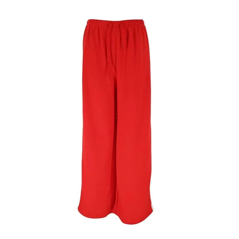 

Fashion New Arrival Loose Leisure All-Matching Stripes Straight-leg Sweatpants Loose Casual Sports Pants Red L