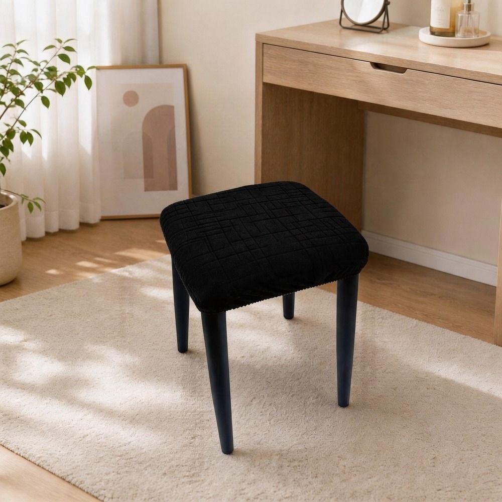 Washable Chair Seat Cover Solid Color Stool Cover Universal Fiit Stool Case for Square Chairs