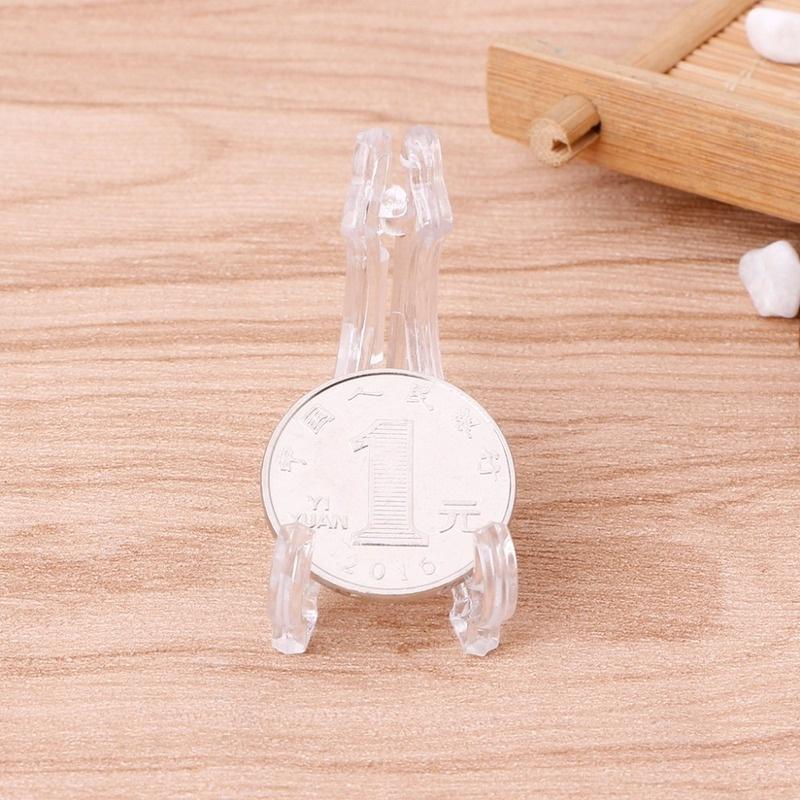 Transparent 42mm Plastic Display Stand Easel Coin Medal Token Badge Holder 10pcs/pack
