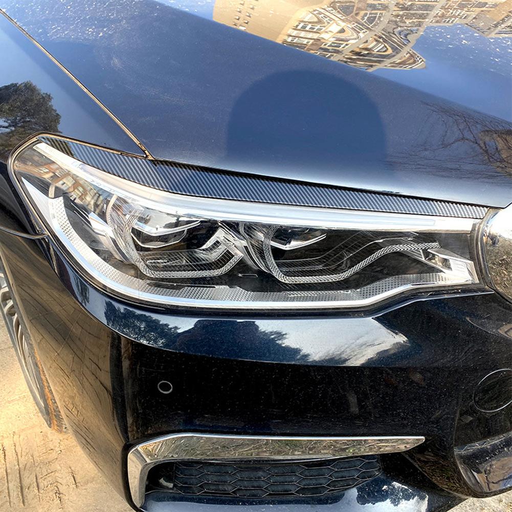 For BMW 5 Series G30 G31 Headlight Eyelid Plastic 2017-2021 Carbon Black/Glossy Black Front Headlights Eyebrows Headlamp Eyelid