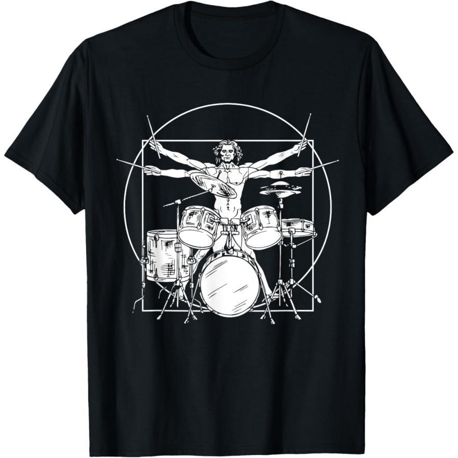 Футболка Vitruvian Drummer Da Vinci Drums Rock S чёрный