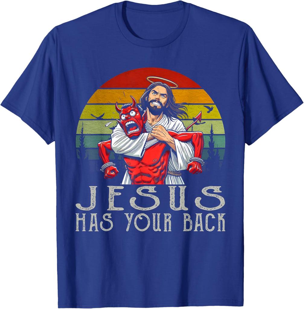 Jesus Has Your Back Funny MMA Choke Holds TShirt 100 Cotton ONeck Short Sleeve Summer Casual Mens Tshirt Streetwear
