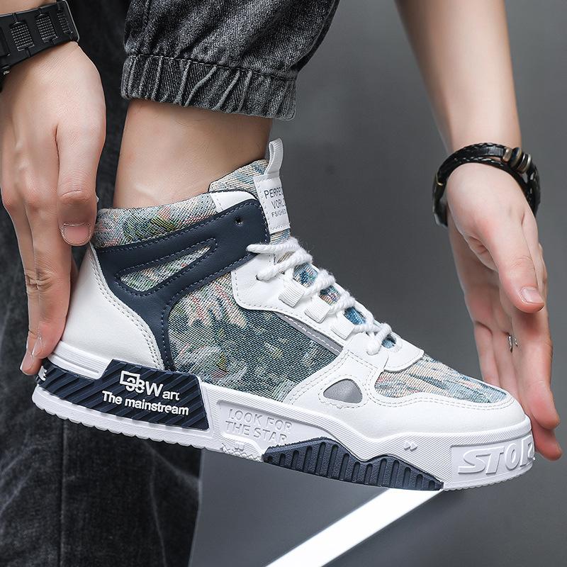 Men's Shoes 2025 Autumn New Breathable High-top Men's Korean Version Trendy Versatile Platform Fashion Casual Board Shoes Trendy Shoes