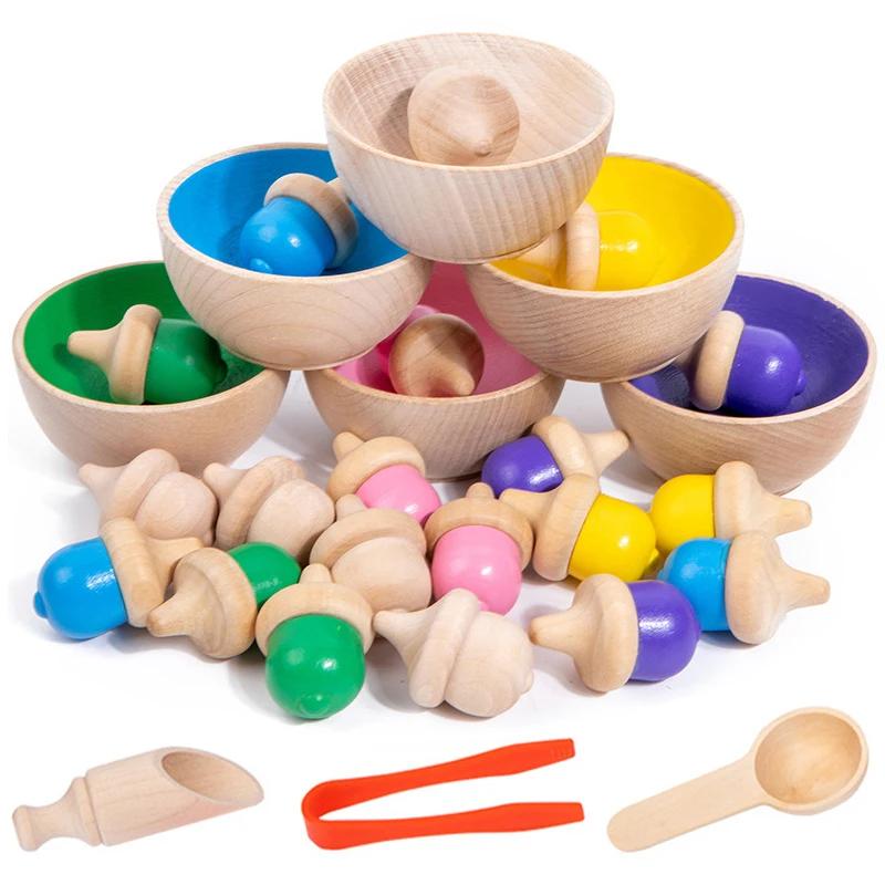 

Children Simulation Color Wooden Bowl Magnetic Fruit Kitchen Play Set Montessori Educational Color Sorting Learning Sensory Toys