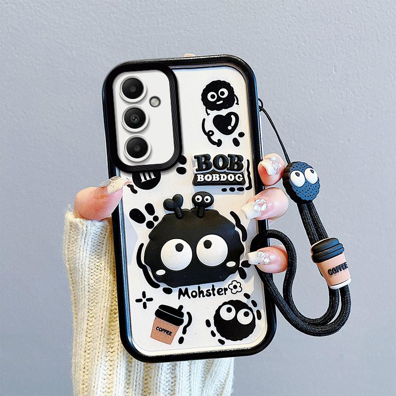 KEYSION Shockproof Case for Samsung S25 FE 5G with Lanyard Soft Silicone Cute 3D Cartoon Doll Phone Back Cover for Galaxy S25 FE