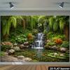 1Pcs Japanese Garden Waterfall Lotus Koi Fish Decoration Background Zen Backdrop Decorations For Photo Studio Photo Booth Party
