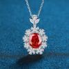 S925 Sterling Silver Ice Flower Necklace with Red, Pink, and Yellow Pendant - Elegant Noblewoman Jewelry (12x14mm)