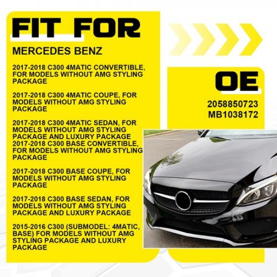 Driver Side Left Fog Light Cover ABS Fit Mercedes Benz C300 2015-2016 MB1038172